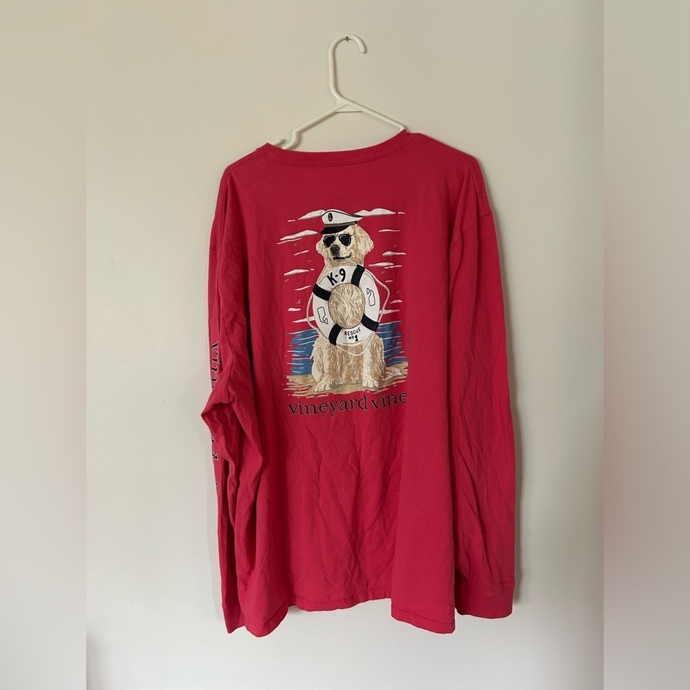 Coral Vineyard Vines Rescue Pup Long Sleeve Size 3XB